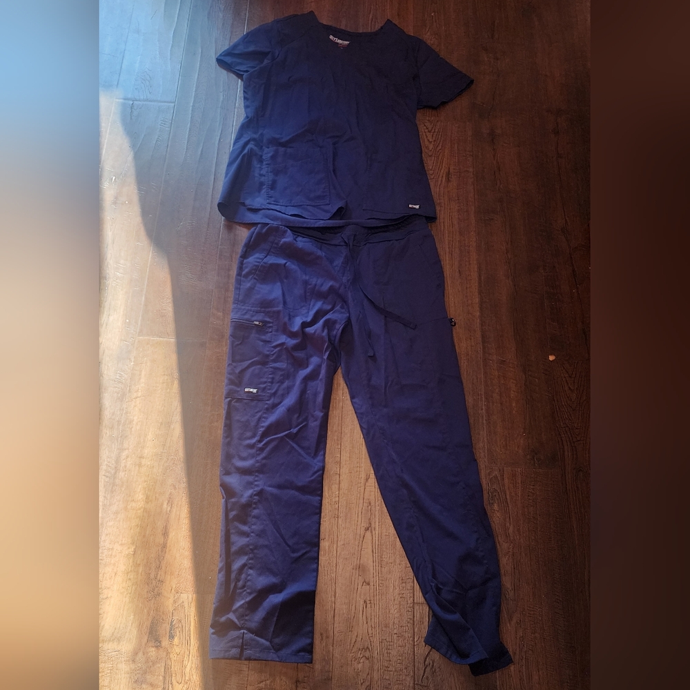 Barco Uniforms Navy Top with Small Logo Accent